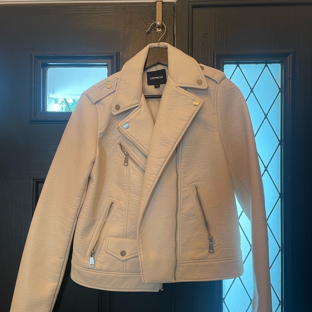 Express white leather jacket